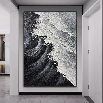  dekor - Schwarz weißer Strand Wellensand 01 Wanddekoration
